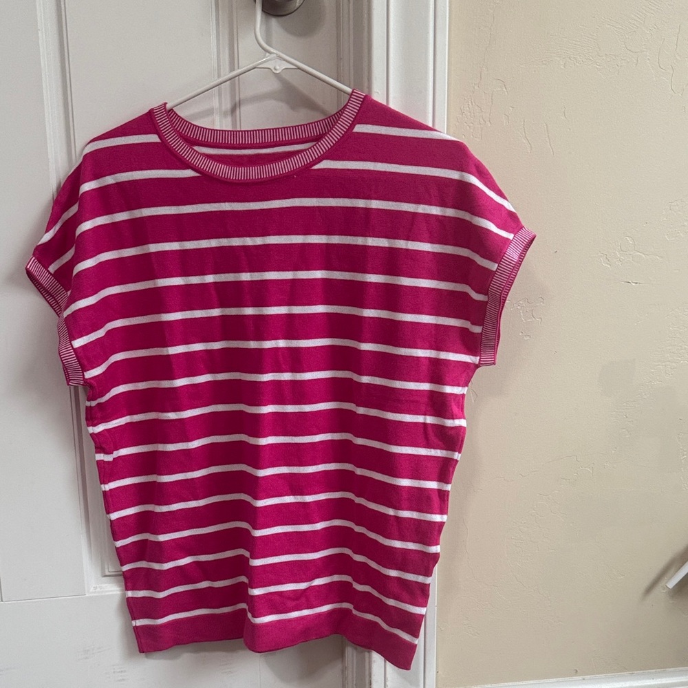 Pink and White Striped T-Shirt